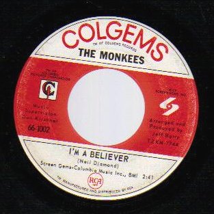 THE MONKEES - I'm A Believer / Steppin' Stone - 45T (SP 2 titres)