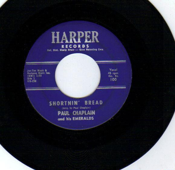 PAUL CHAPLAIN & THE EMERALDS - Nicotine / Shortnin' Bread - 45T (SP 2 titres)