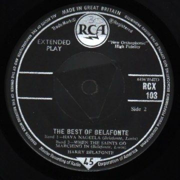 HARRY BELAFONTE - The Best Of Belafonte - 45T (EP 4 titres)
