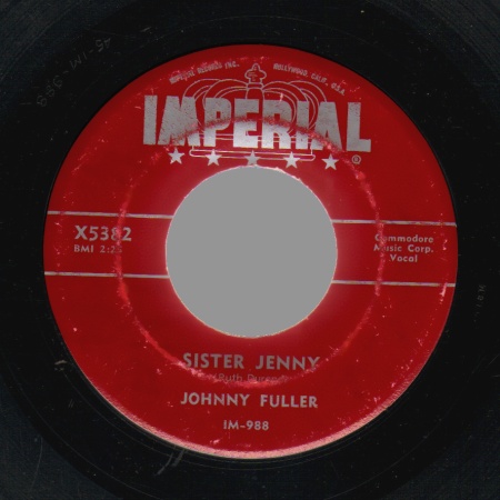 JOHNNY FULLER - Sister Jenny / My Heart Is Bleeding - 45T (SP 2 titres)