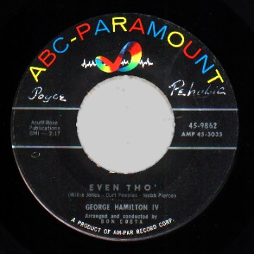 GEORGE HAMILTON IV - Even Tho' / Why Don't They Understand - 45T (SP 2 titres)