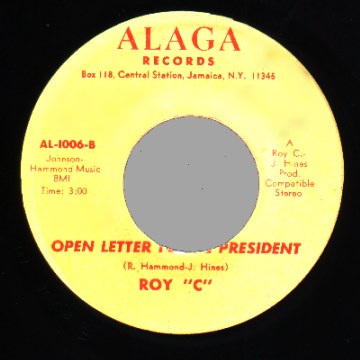 ROY C. - Open Letter To The President/ Got To Get Enough - 45T (SP 2 titres)