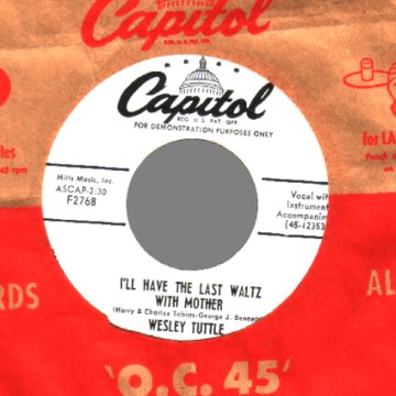 WESLEY TUTTLE - Sign Post / I'll Have the Last Waltz With Mother - 45T (SP 2 titres)