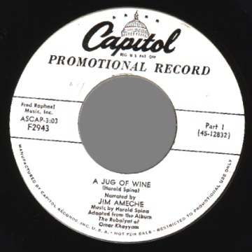 JIM AMECHE - A Jug Of Wine / Jug of Wine Part 2 - 45T (SP 2 titres)