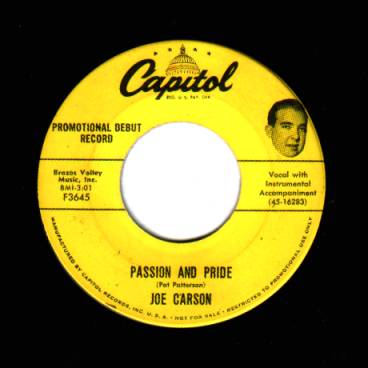 JOE CARSON - Love Transfusion / Passion And Pride - 45T (SP 2 titres)