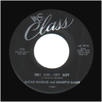 OSCAR MCLOLLIE & JEANETTE BAKER - Hey Girl Hey Boy / Let me know Let me know - 45T (SP 2 titres)