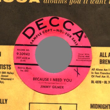 JIMMY GILMER - Look Alive / Because I Need You - 45T (SP 2 titres)