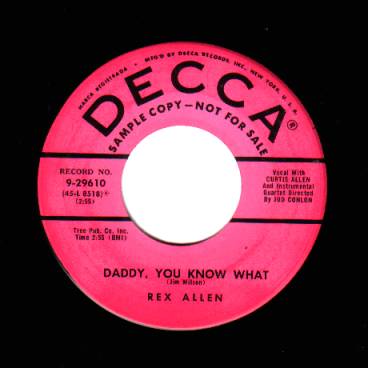 REX ALLEN - Daddy You Know What / Albino Stallion - 45T (SP 2 titres)
