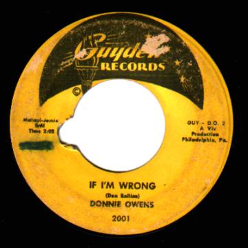 DONNIE OWENS - Need You / If I'm Wrong - 45T (SP 2 titres)