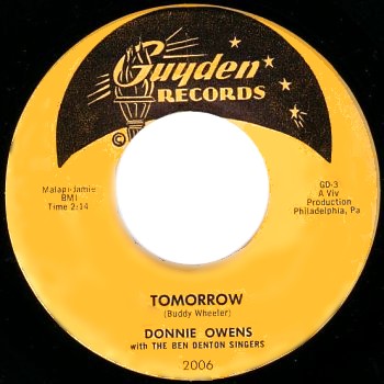 DONNIE OWENS - Tomorrow / Out Of My Heart - 45T (SP 2 titres)