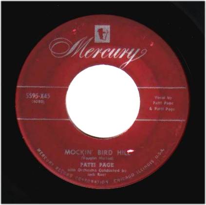 PATTI PAGE - Mockin' Bird Hill / I Love You Because - 45T (SP 2 titres)