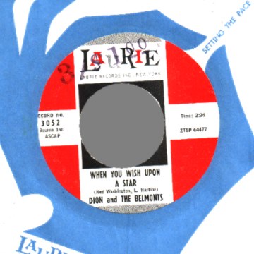 DION AND BELMONTS - Wonderful Girl / When You Wish Upon A Star - 45T (SP 2 titres)