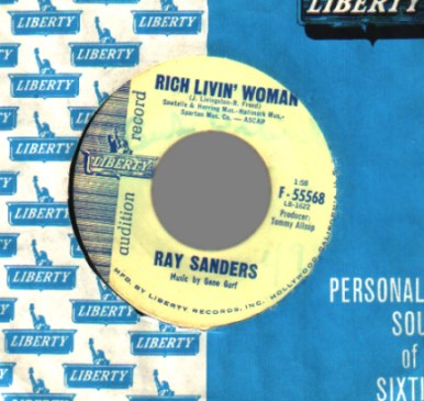 RAY SANDERS - Rich Livin' Woman / It's Not Funny - 45T (SP 2 titres)