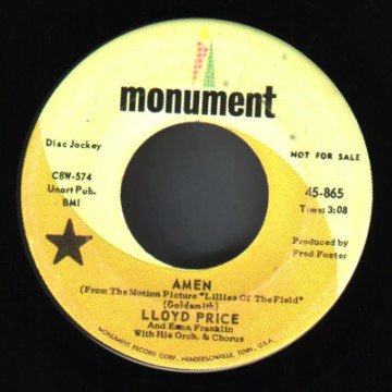 Lloyd Price And Erma Franklin Amen / I'D Fight The World 45RPM