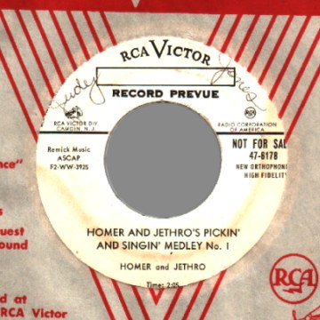 HOMER & JETHRO - Pickin' And Singin' Medley / The Ballad Of Davy Crew-cut - 45T (SP 2 titres)
