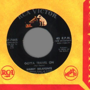 HARRY BELAFONTE - Gotta Travel On / Tarrytown - 45T (SP 2 titres)