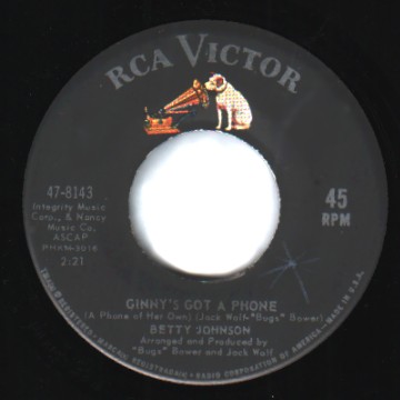 BETTY JOHNSON - Betty's Bossa Nova / Ginny's got a phone - 45T (SP 2 titres)