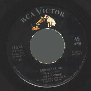 RITA PAVONE - Just Once More / Remember Me - 45T (SP 2 titres)