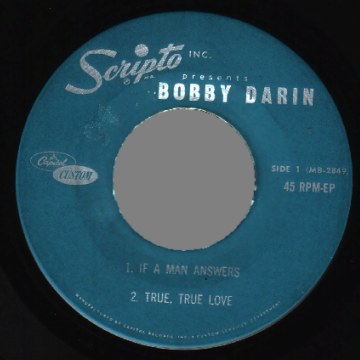 BOBBY DARIN - If A Man Answers / True True Love / Sermon Of Samson / All By Myself - 45T (EP 4 titres)